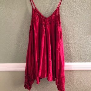 Red asymmetrical dress